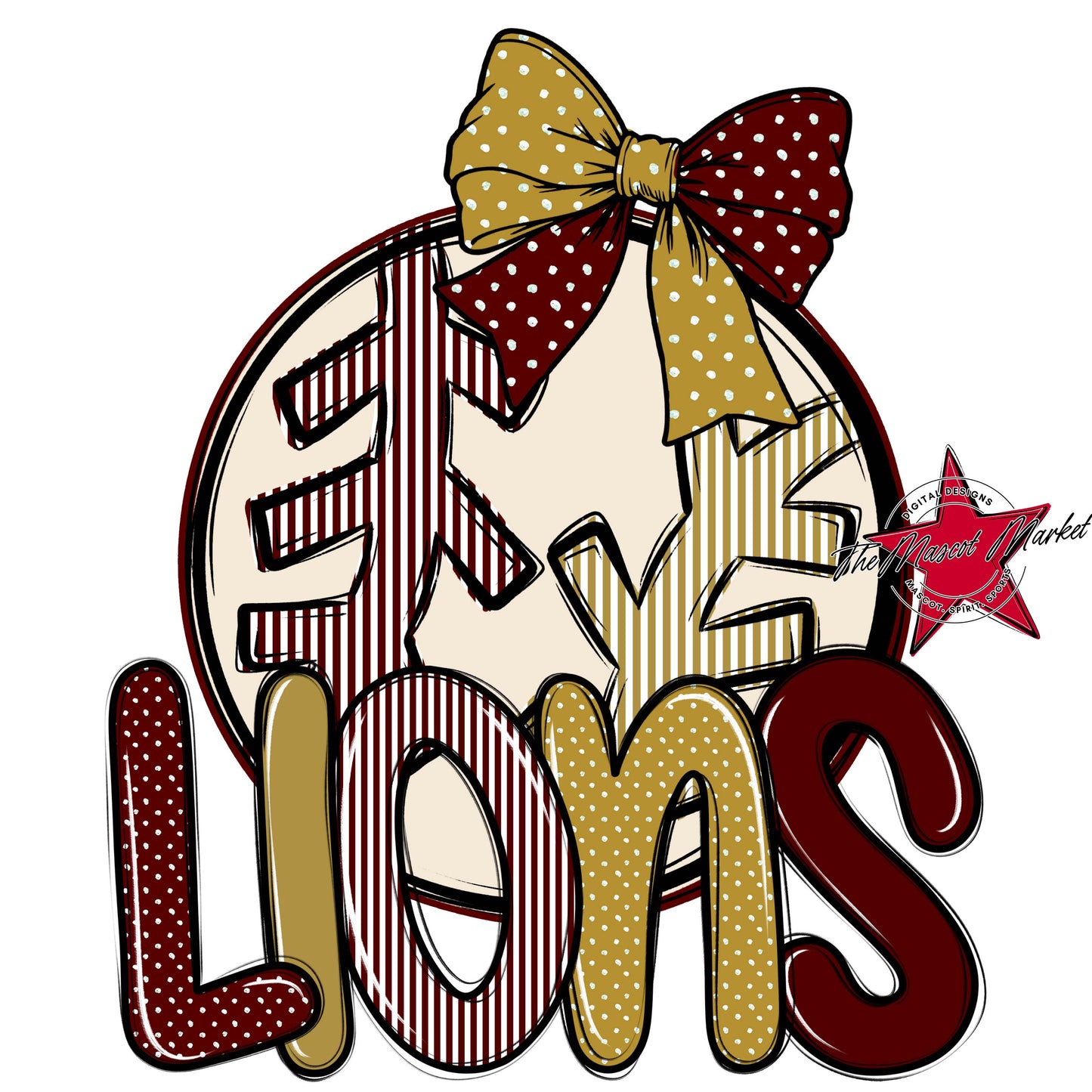 Lions Baseball-Softball Spirit Design-Maroon & Gold