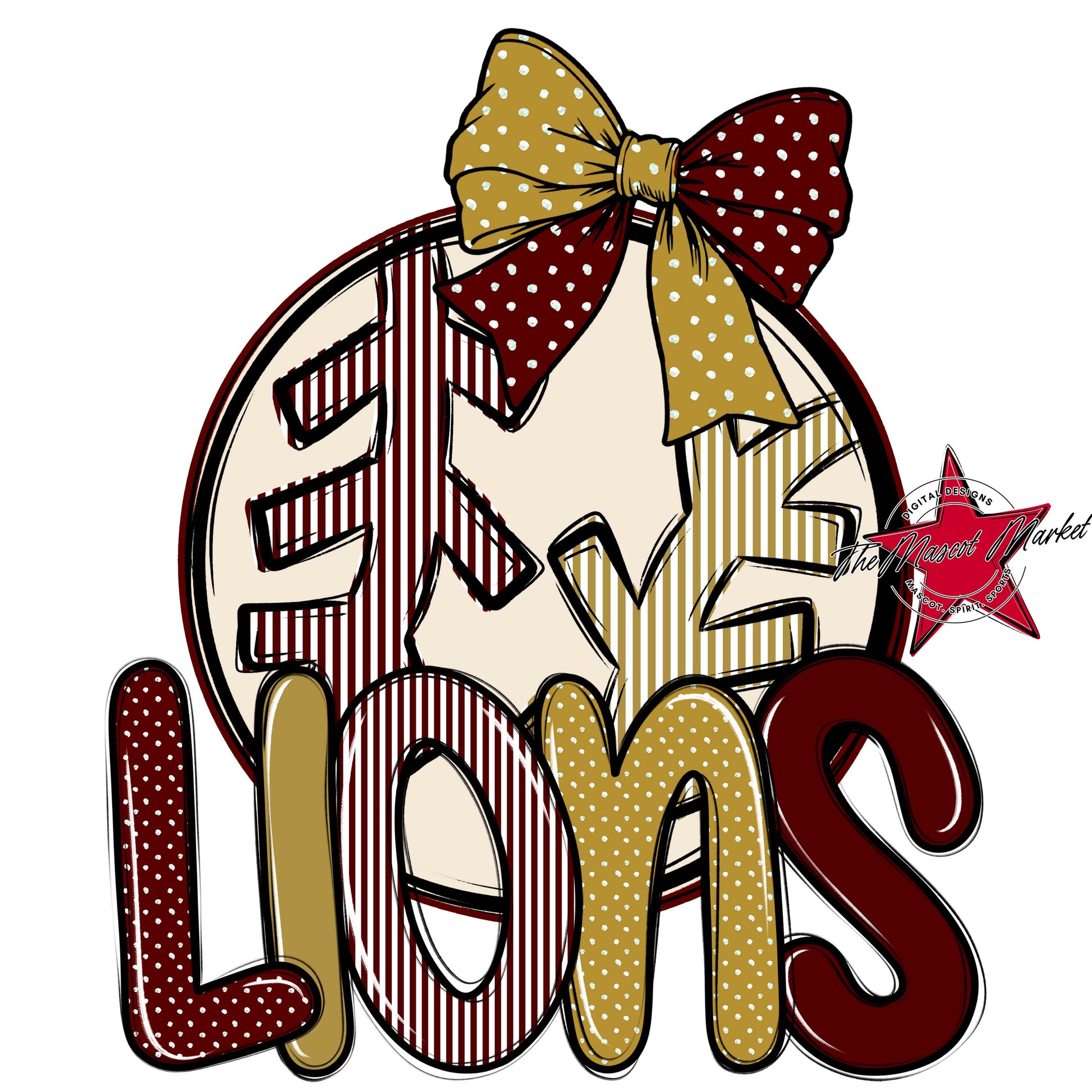 Lions Baseball-Softball Spirit Design-Maroon & Gold