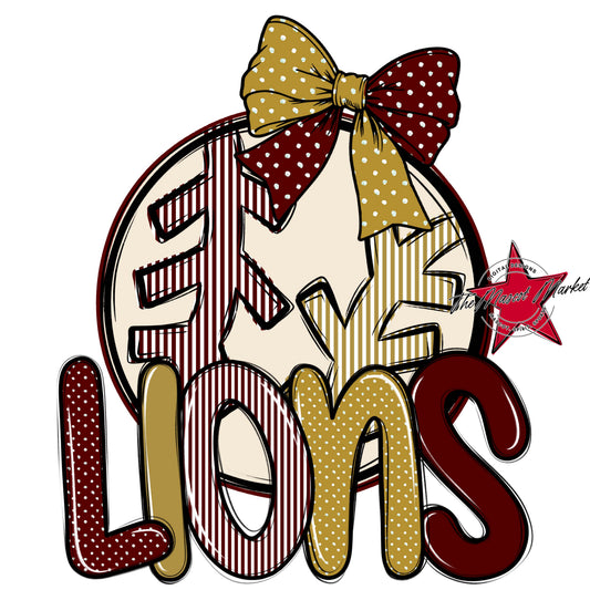 Lions Baseball-Softball Spirit Design-Maroon & Gold