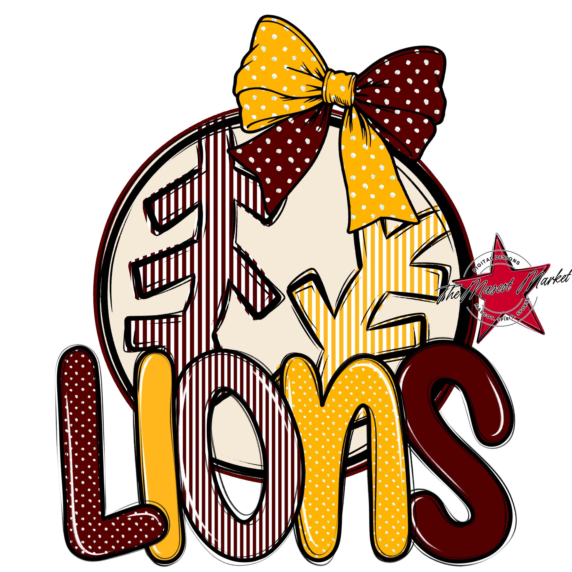 Lions Baseball-Softball Spirit Design-Maroon & Yellow