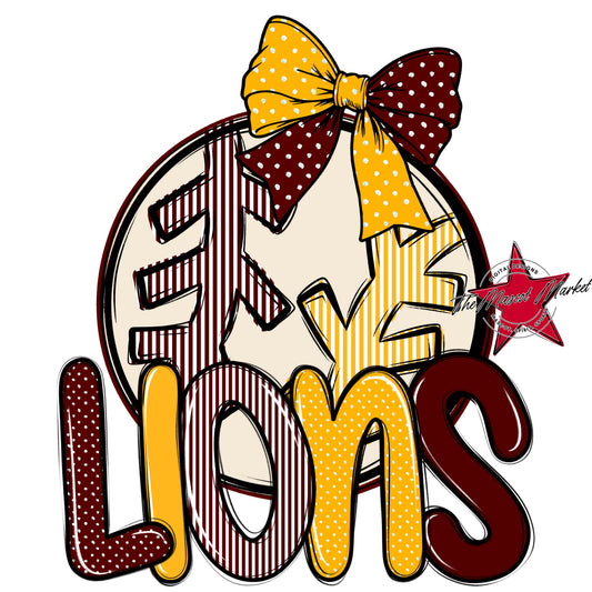 Lions Baseball-Softball Spirit Design-Maroon & Yellow