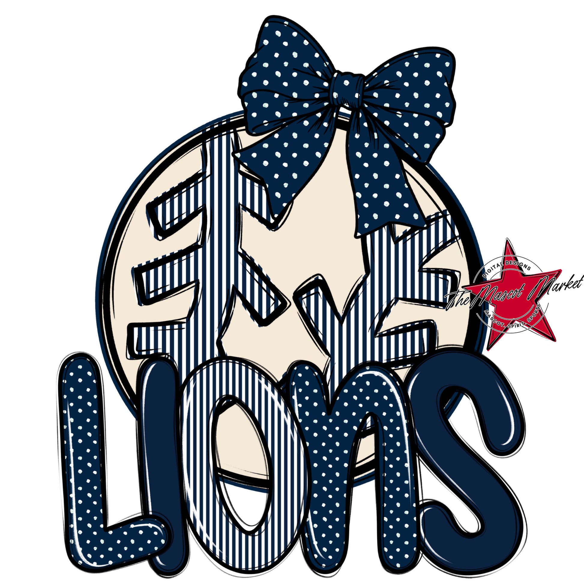 Lions Baseball-Softball Spirit Design-Navy