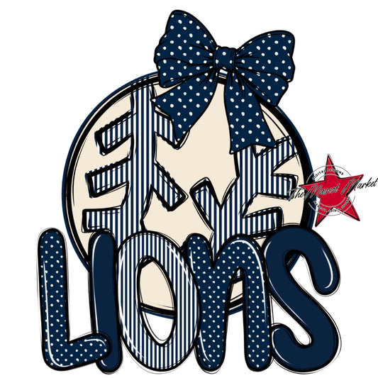 Lions Baseball-Softball Spirit Design-Navy