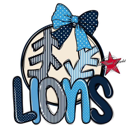 Lions Baseball-Softball Spirit Design-Navy & Carolina Blue