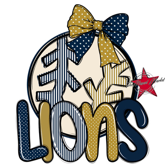 Lions Baseball-Softball Spirit Design-Navy & Gold