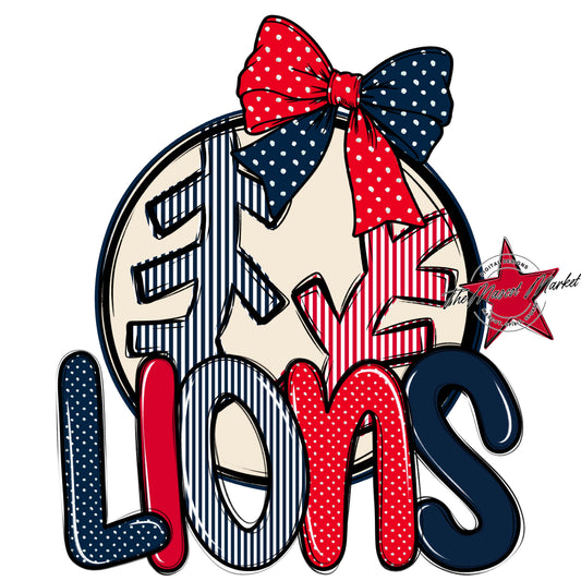 Lions Baseball-Softball Spirit Design-Navy & Red