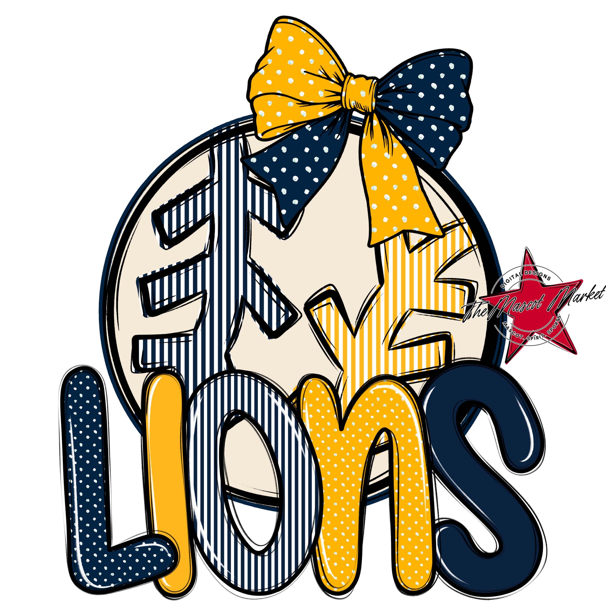 Lions Baseball-Softball Spirit Design-Navy & Yellow