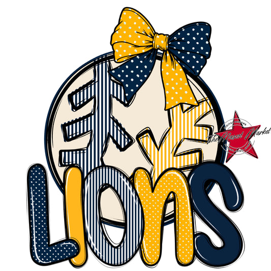 Lions Baseball-Softball Spirit Design-Navy & Yellow