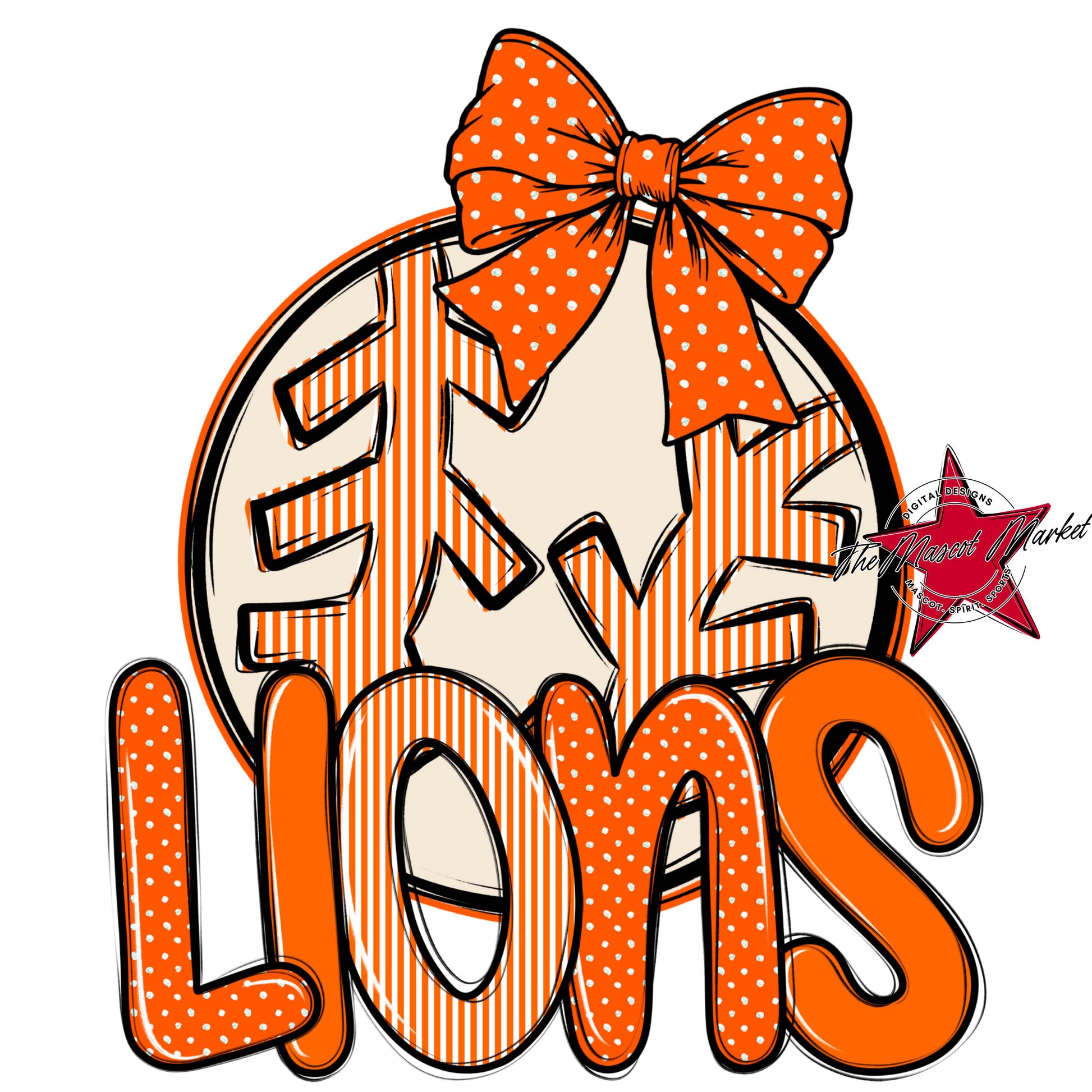 Lions Baseball-Softball Spirit Design-Orange