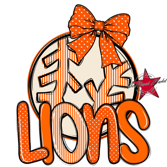 Lions Baseball-Softball Spirit Design-Orange