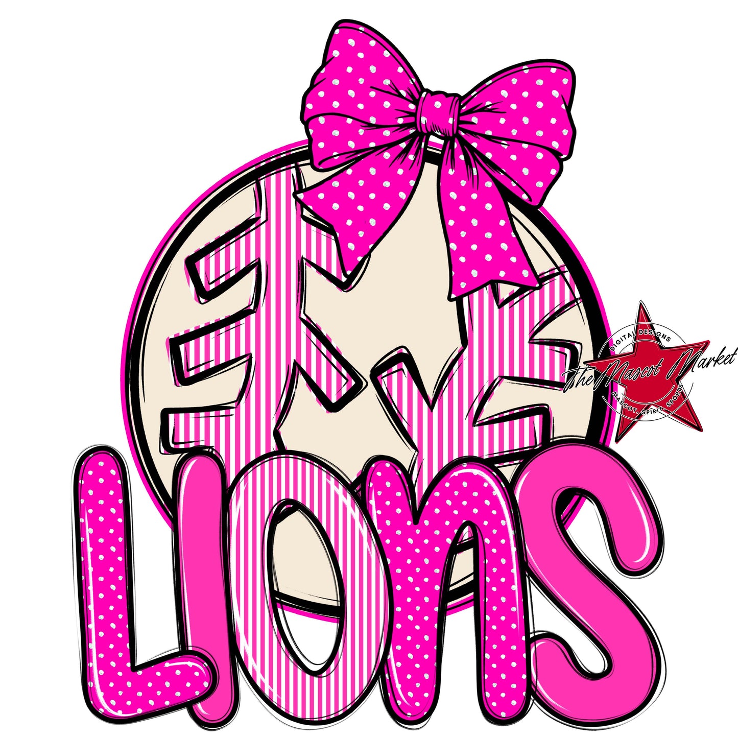 Lions Baseball-Softball Spirit Design-Pink