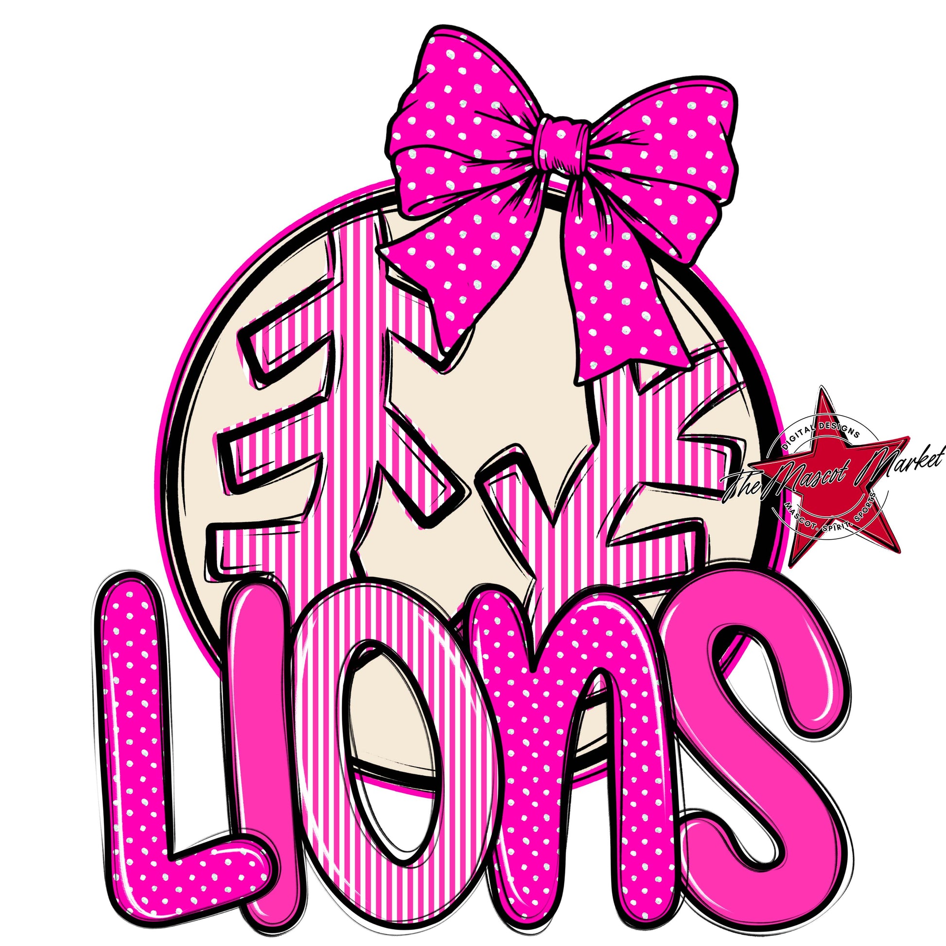 Lions Baseball-Softball Spirit Design-Pink