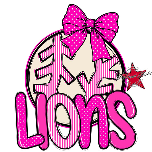 Lions Baseball-Softball Spirit Design-Pink