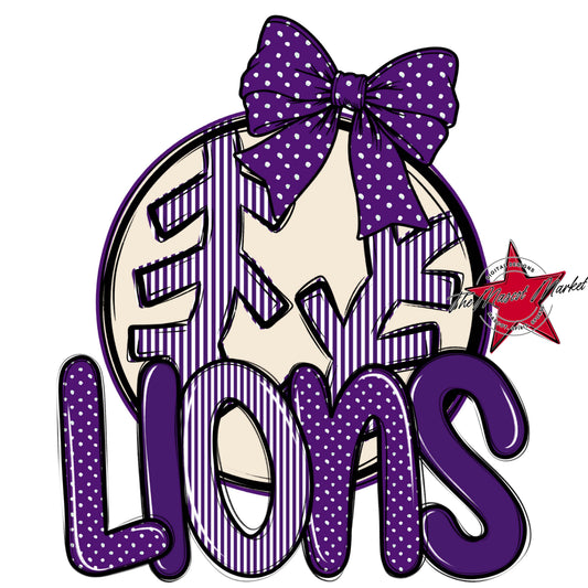 Lions Baseball-Softball Spirit Design-Purple