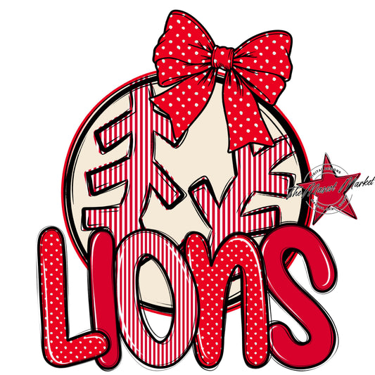 Lions Baseball-Softball Spirit Design-Red