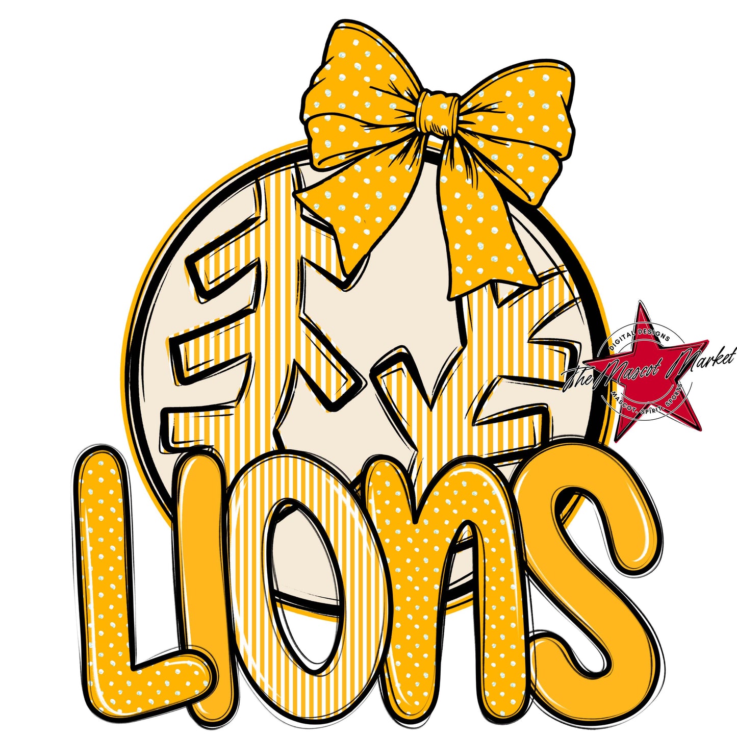 Lions Baseball-Softball Spirit Design-Yellow