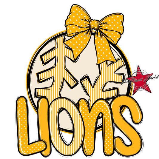 Lions Baseball-Softball Spirit Design-Yellow