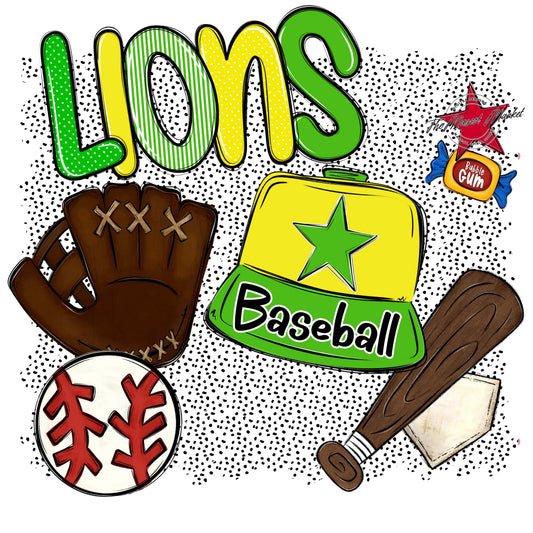 Lions Baseball Spirit-Bright Green & Bright Yellow