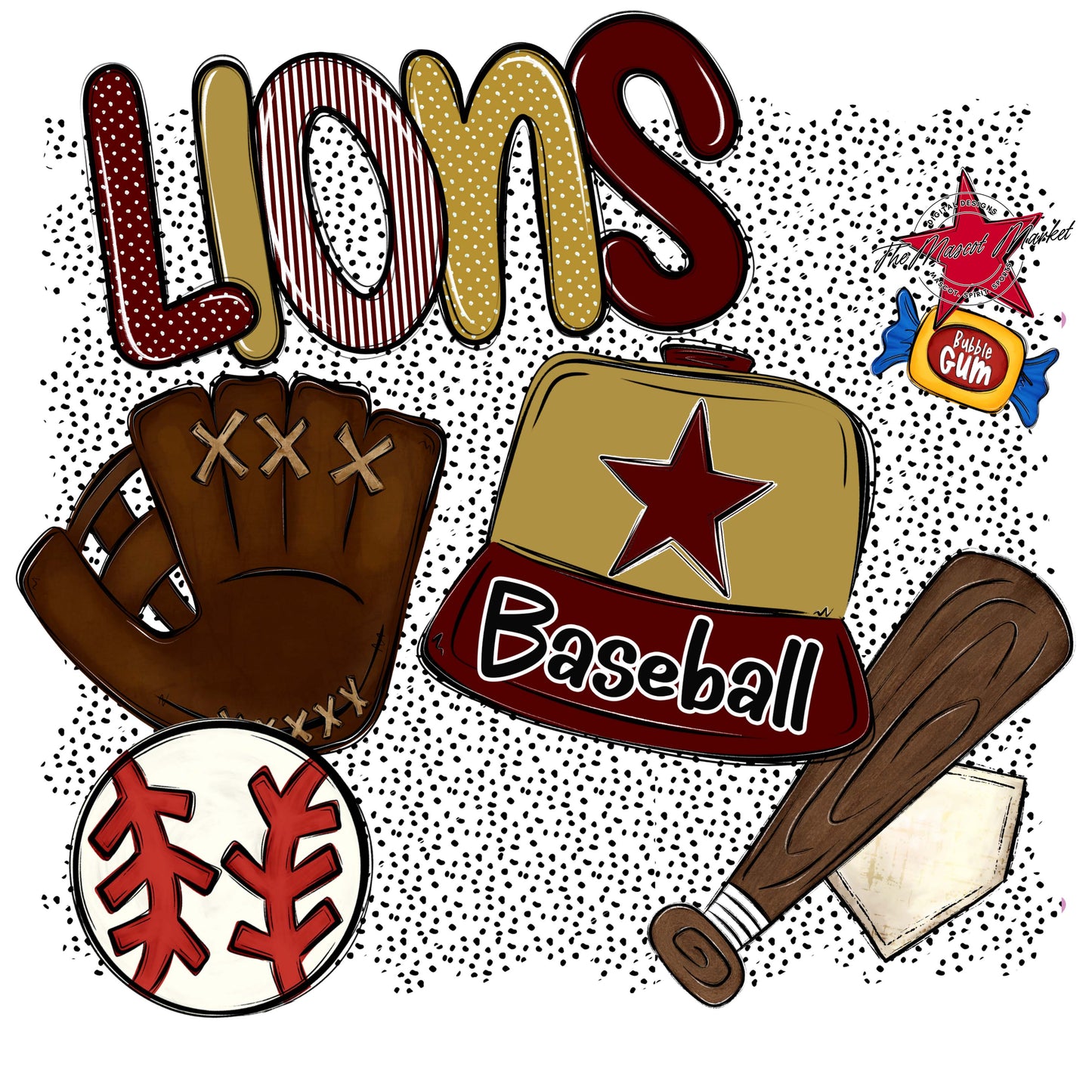 Lions Baseball Spirit-Maroon & Gold
