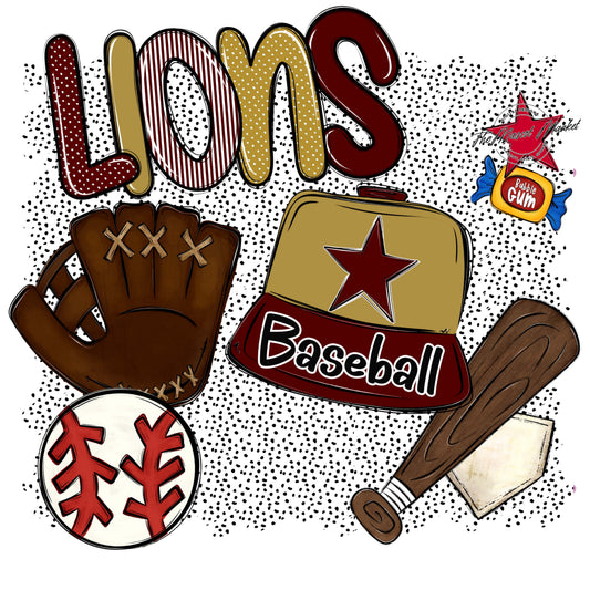 Lions Baseball Spirit-Maroon & Gold
