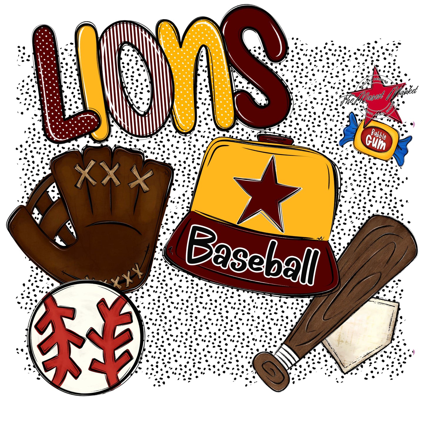Lions Baseball Spirit-Maroon & Yellow