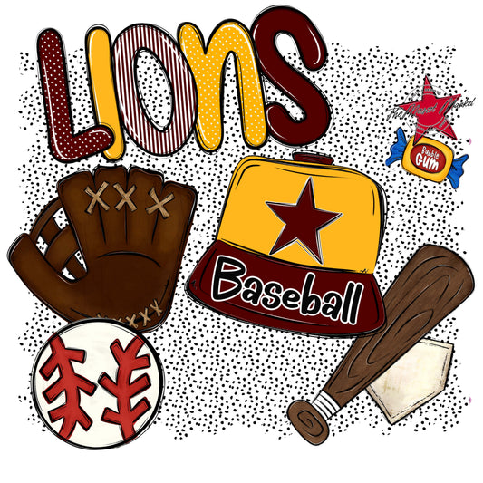 Lions Baseball Spirit-Maroon & Yellow