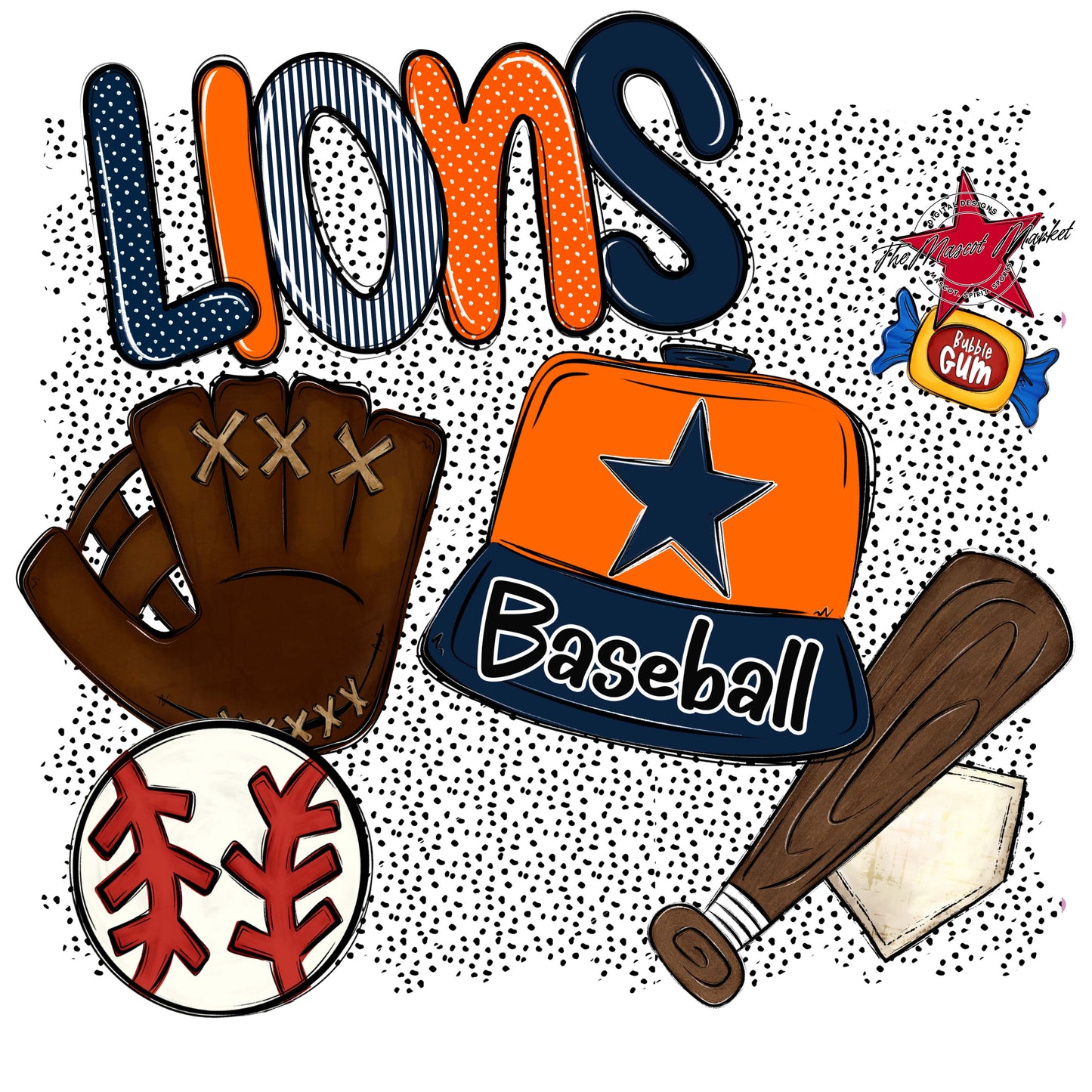 Lions Baseball Spirit-Navy & Orange