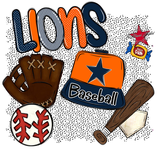 Lions Baseball Spirit-Navy & Orange