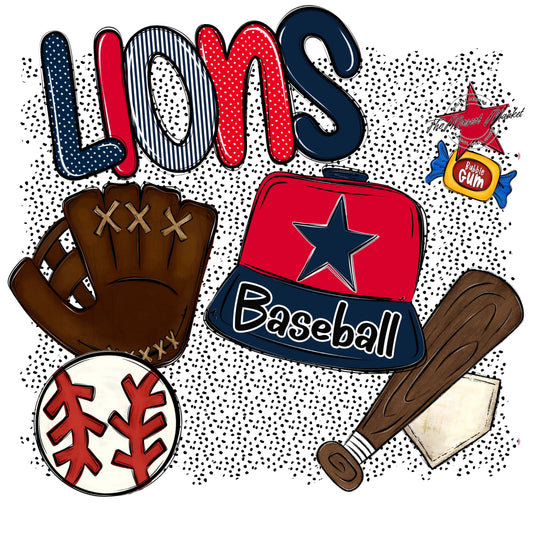 Lions Baseball Spirit-Navy & Red