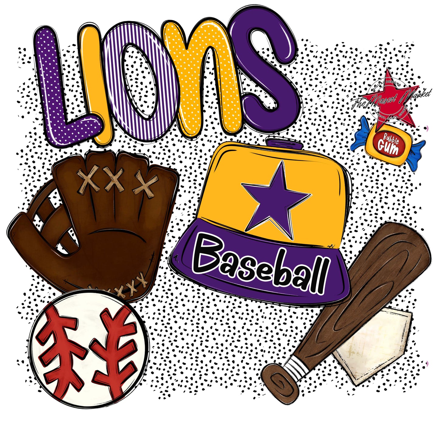 Lions Baseball Spirit-Purple & Yellow