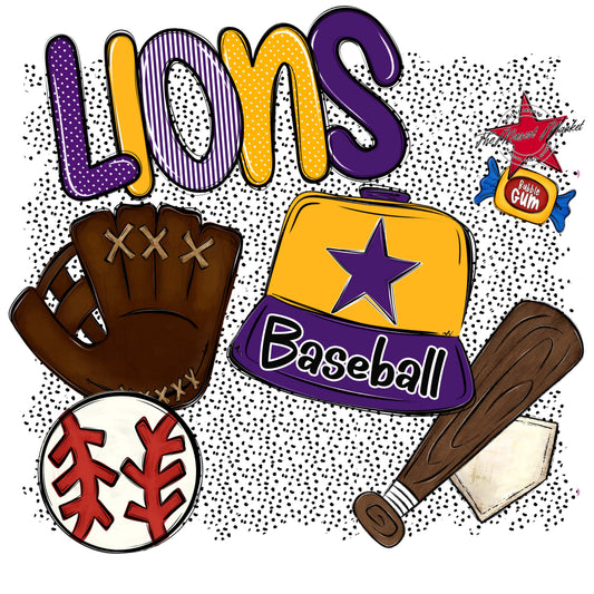 Lions Baseball Spirit-Purple & Yellow