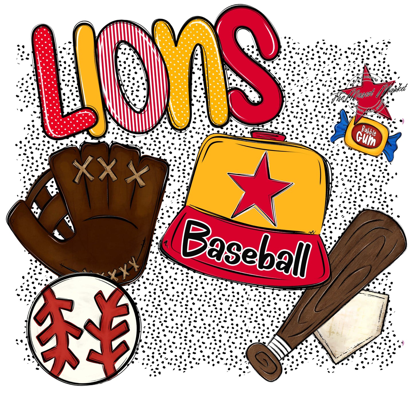Lions Baseball Spirit-Red & Yellow
