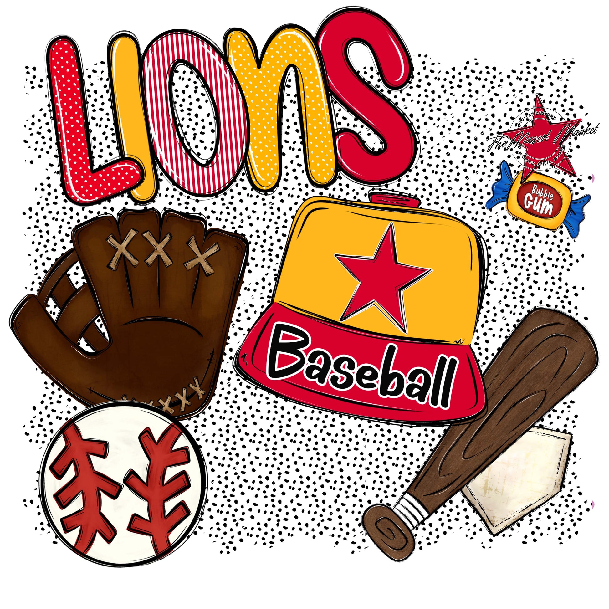 Lions Baseball Spirit-Red & Yellow
