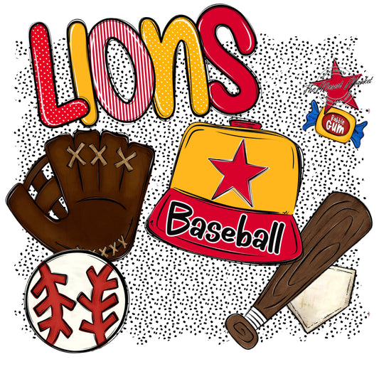 Lions Baseball Spirit-Red & Yellow