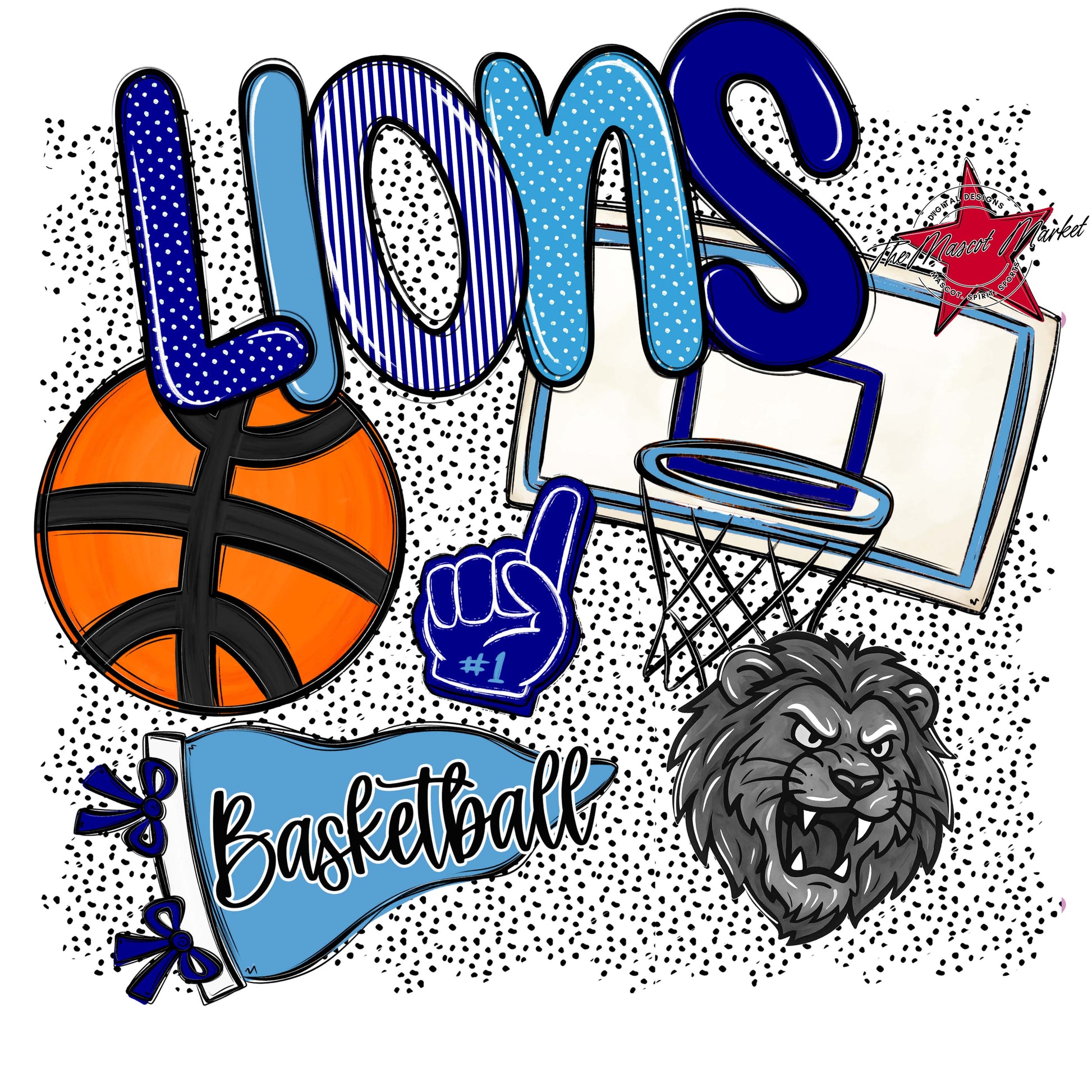 Lions Basketball Spirit-Blue & Carolina Blue