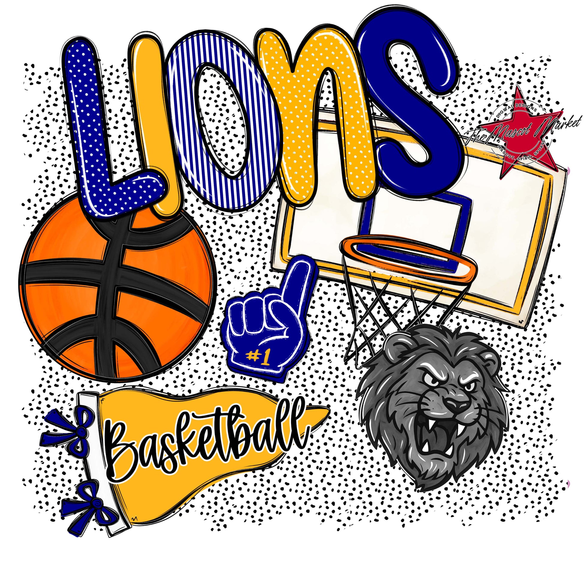 Lions Basketball Spirit-Blue & Yellow