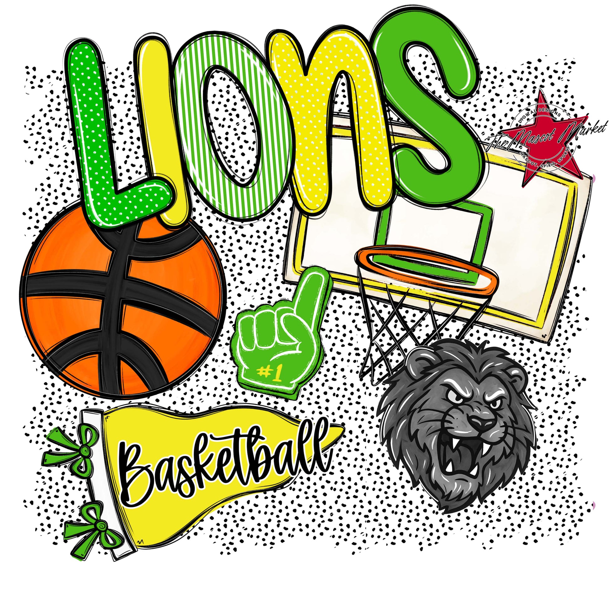 Lions Basketball Spirit-Bright Green & Bright Yellow