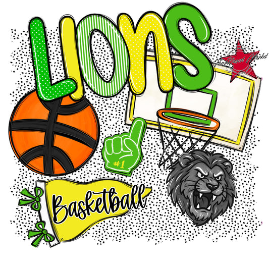 Lions Basketball Spirit-Bright Green & Bright Yellow