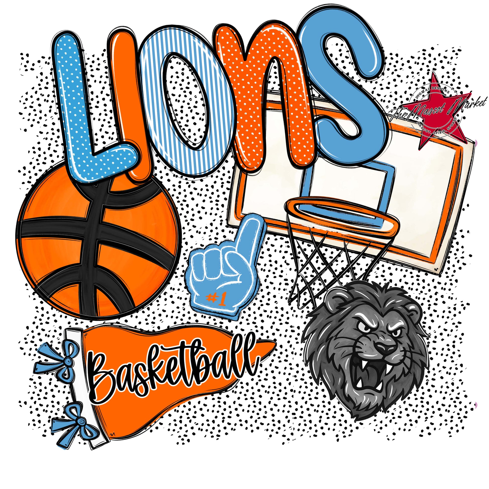 Lions Basketball Spirit-Carolina Blue & Orange