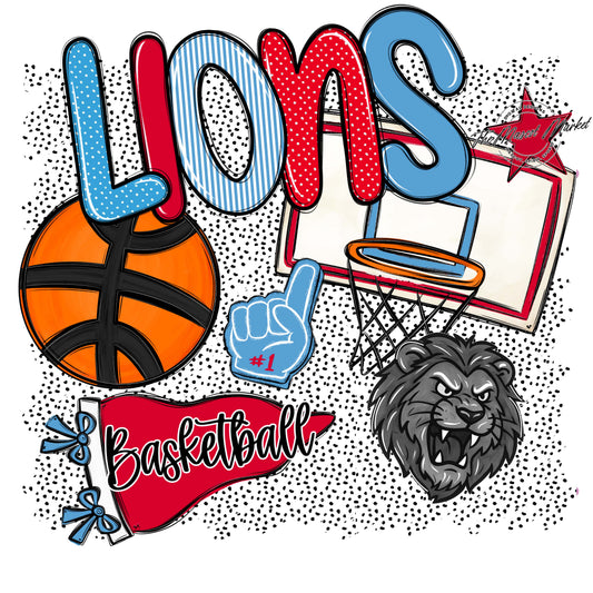 Lions Basketball Spirit-Carolina Blue & Red