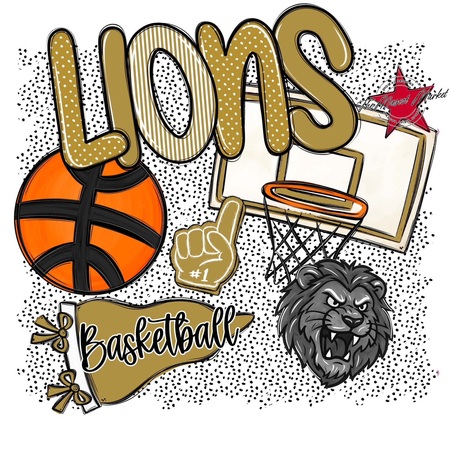 Lions Basketball Spirit-Gold
