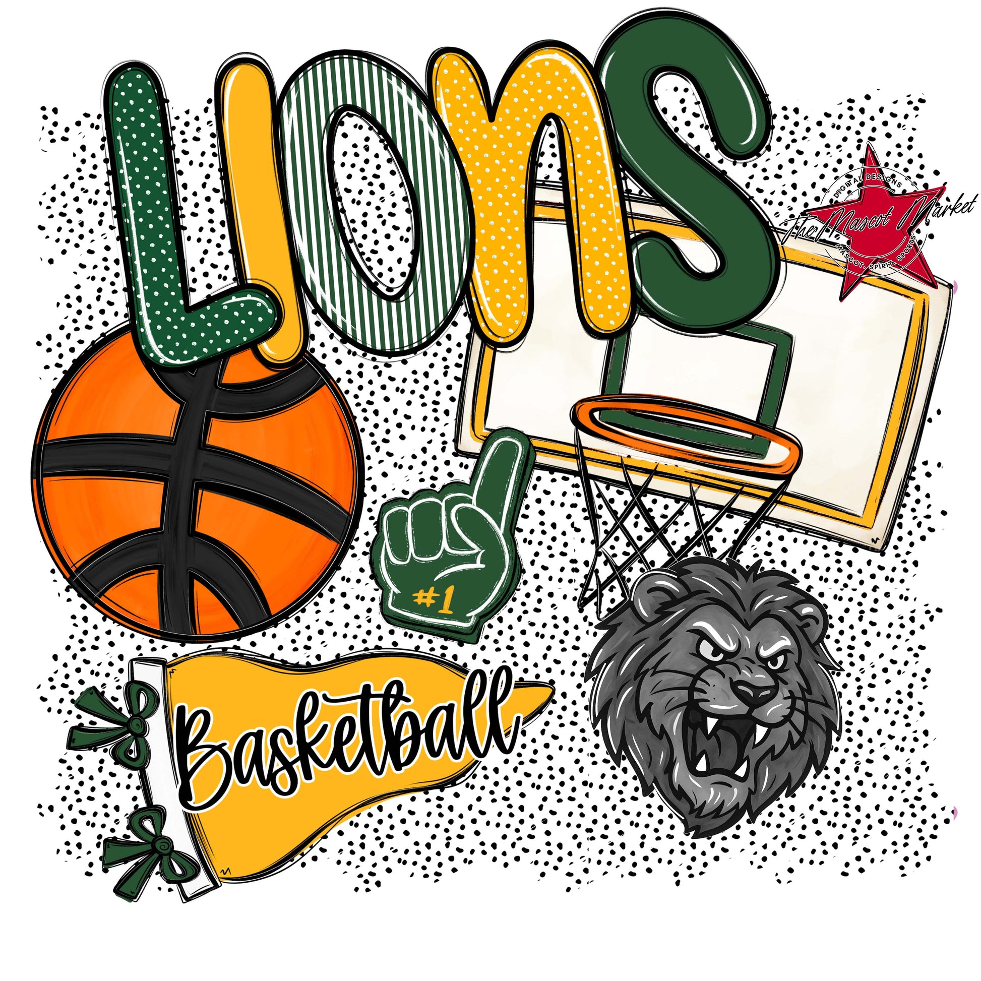 Lions Basketball Spirit-Green & Yellow