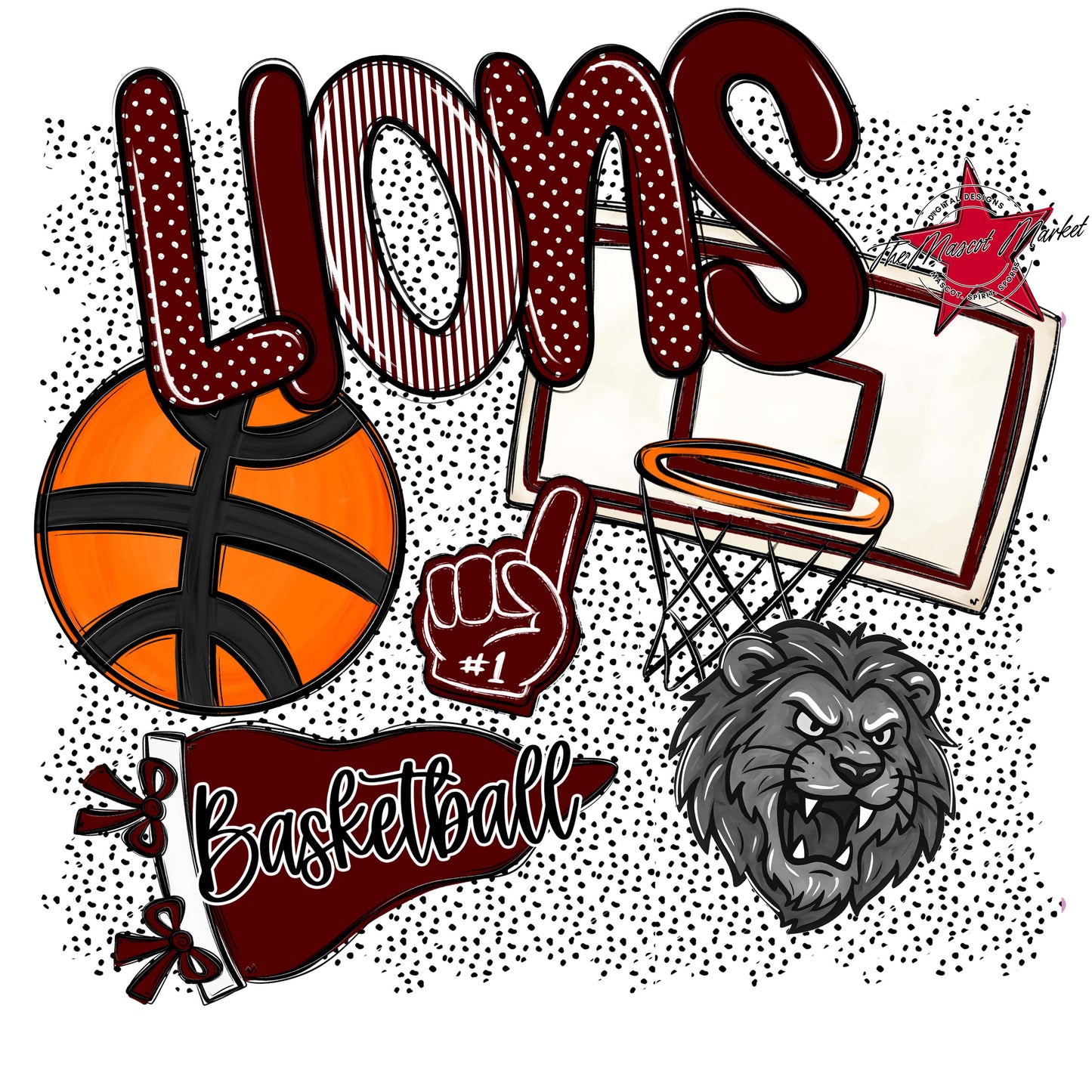 Lions Basketball Spirit-Maroon