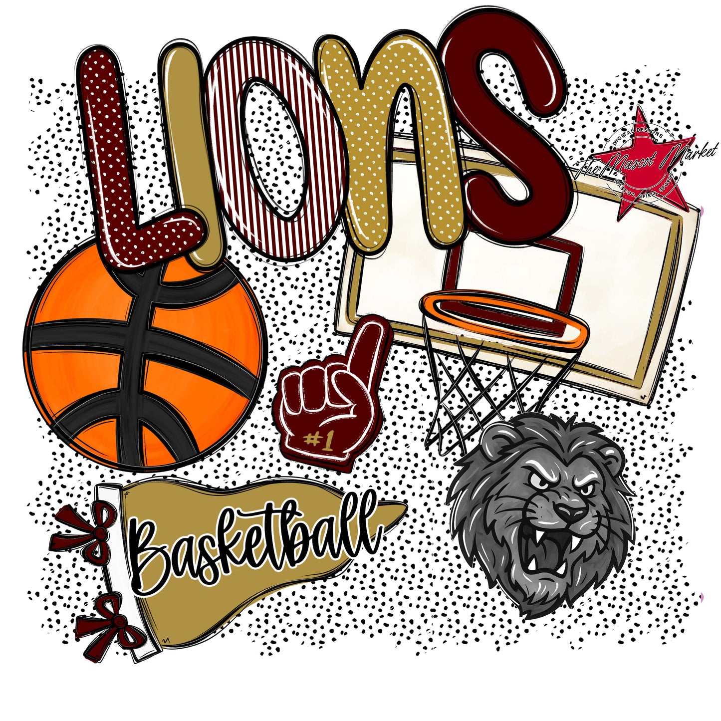 Lions Basketball Spirit-Maroon & Gold