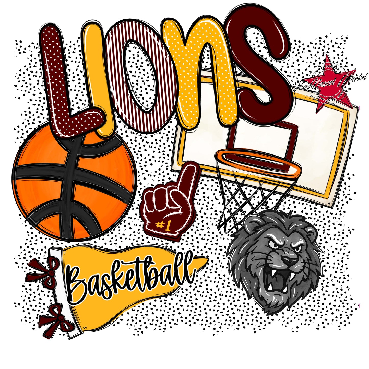 Lions Basketball Spirit-Maroon & Yellow