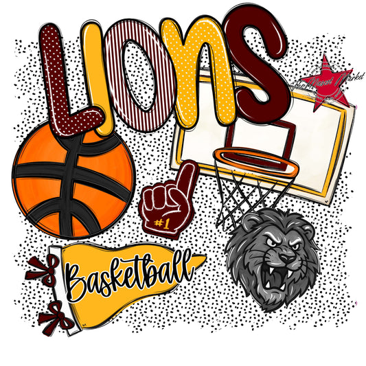 Lions Basketball Spirit-Maroon & Yellow