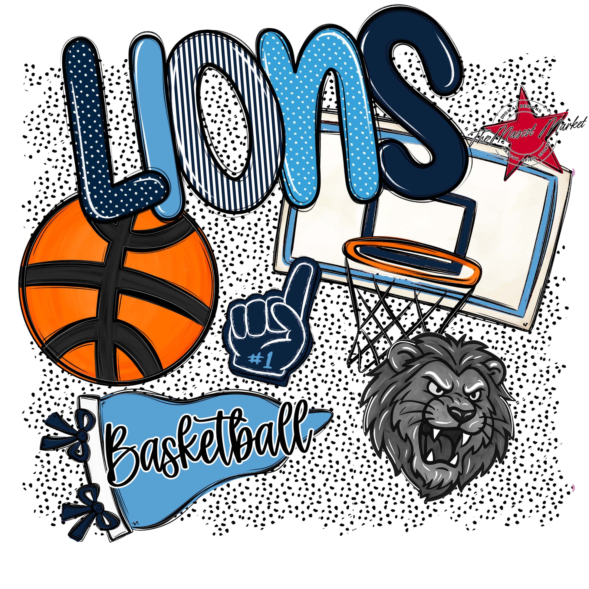 Lions Basketball Spirit-Navy & Carolina Blue