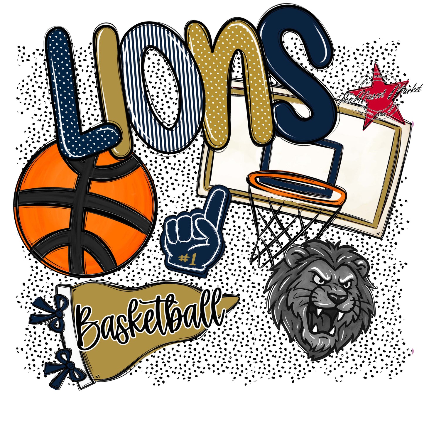 Lions Basketball Spirit-Navy & Gold