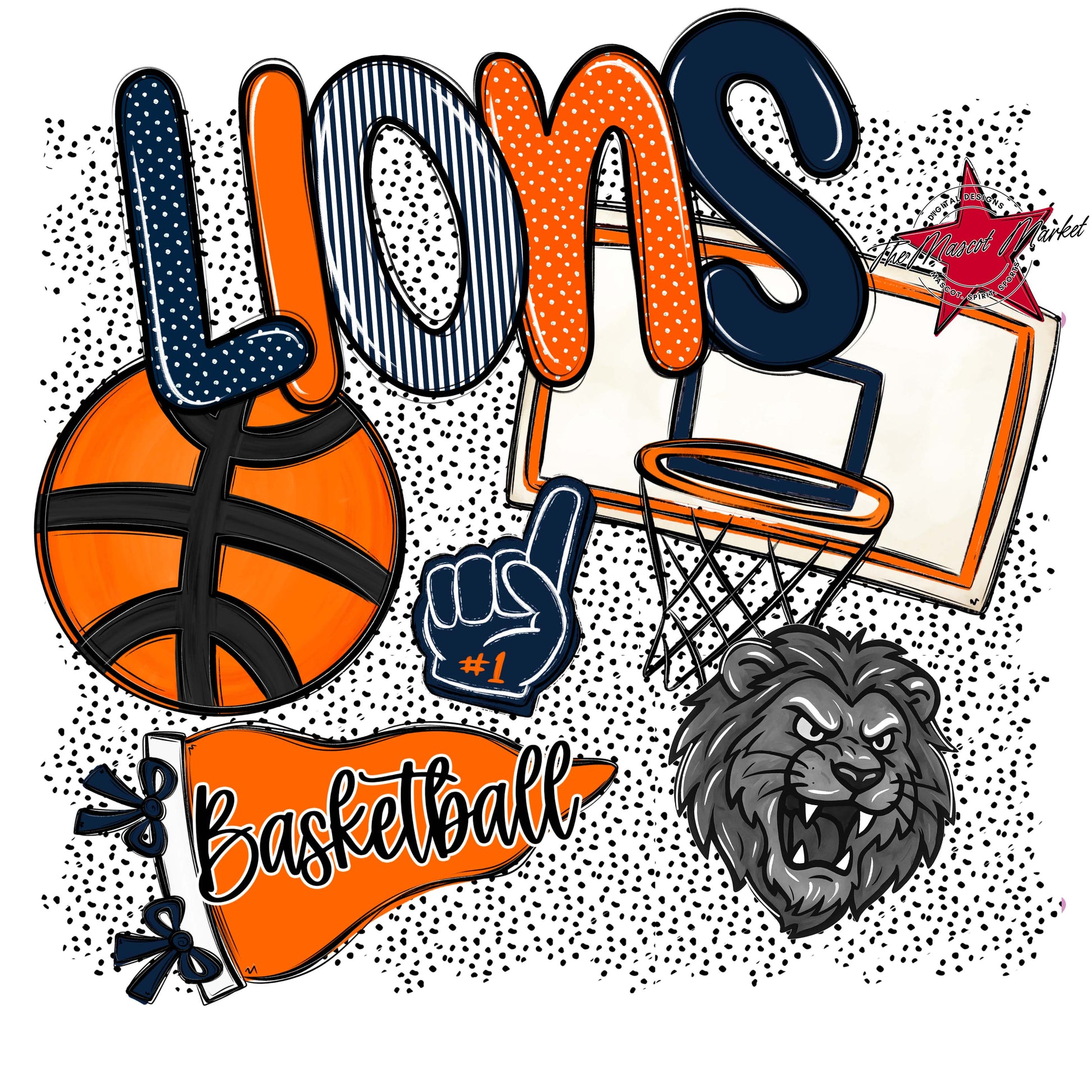 Lions Basketball Spirit-Navy & Orange
