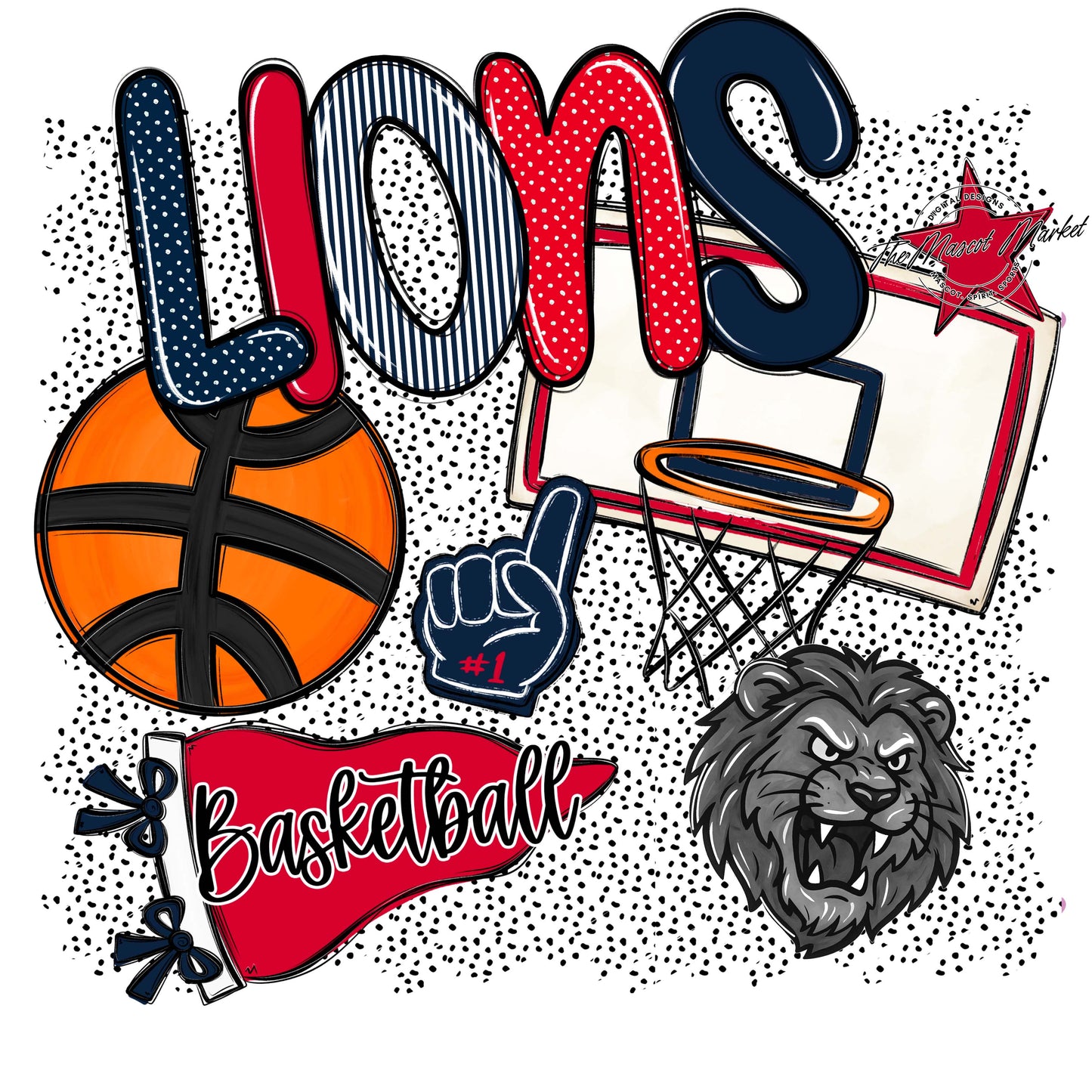 Lions Basketball Spirit-Navy & Red